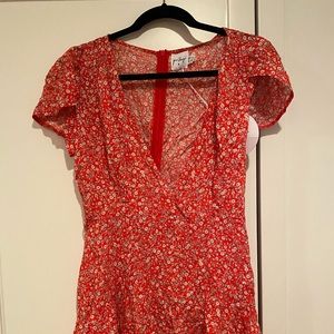 Red floral play suit/ romper